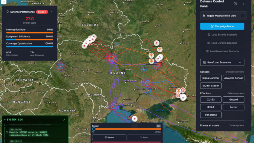 Ballistic Missile Defence Simulator in a Browser